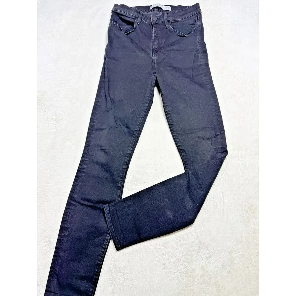 AYR The Hi-Rise Skinny Jeans Womens 29 Black Denim Made In LA Stretch W29 L28